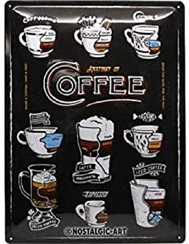 Nostalgic-Art 23265 Retro Blechschild Anatomy of Coffee – Geschenk-Idee für Kaffee-Liebhaber, aus Metall, Vintage-Design zur Dekoration, 30 x 40 cm