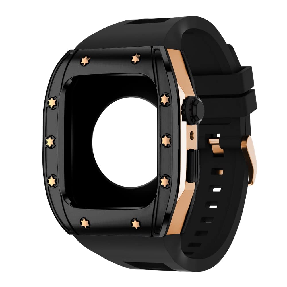 KANUZ Edelstahl-Gehäuse für Apple Watch 7er-Serie, 44 mm, 45 mm, Armbandzubehör, DIY-Modifikationsset, Abdeckung für iWatch 7, 6, SE, 5, 4 (Farbe: D, Größe: 45 mm für 7)