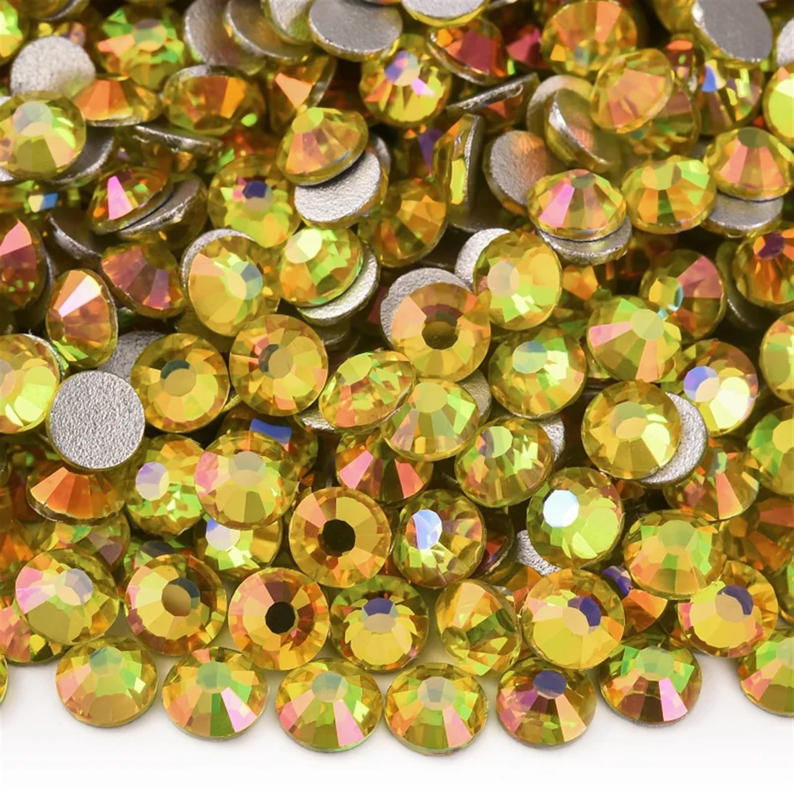 Bulk Flatback Strasssteine, Kristall Hotfix, 1000 Stück SS3–SS34 Glitzer-Strasssteine, nicht Hotfix, Edelsteine, Glas, flache Rückseite, Diamant for Nagelkunst, Nagel-Charms, Kleid(Citrine Light,SS30)