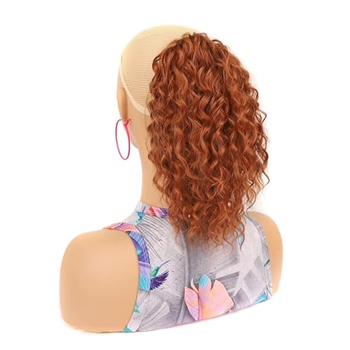 Pferdeschwanz Haarteil 10 Inch Short Ponytail Hair Extension Deep Wavy Curly Drawstring Ponytail Hairpieces Heat Resistant Synthetic Curly Ponytail Extension for Women Pferdeschwanz Haarverlängerung (