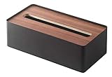 Yamazaki 7729 RIN Taschentuchbox mit Deckel, schwarz, Holz/Stahl, minimalistisch, 26 x 13 x 8.2 cm