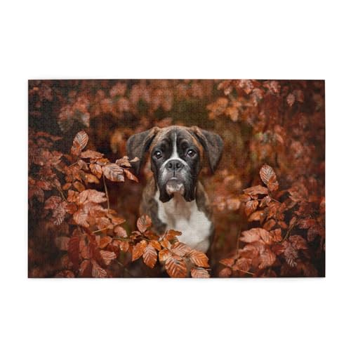 Boxerhunde Herbst 1, Puzzles 1000 Teile Holzpuzzle Spielzeug Familienspiel Wanddekoration