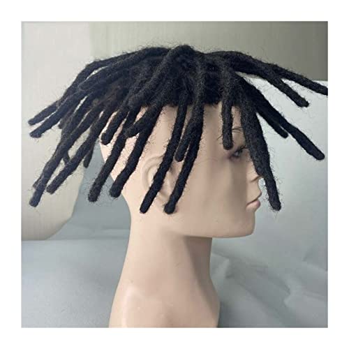 Toupet für Männer Haarersatz Systeme Dreadlock-Männerhaar-Prothesen-Toupet for Männer, Mono-Afro-Lockenhaar-Systemeinheit for schwarze Männer #1B, indisches Echthaar-Herrenperücke Perücke Männer(7inch