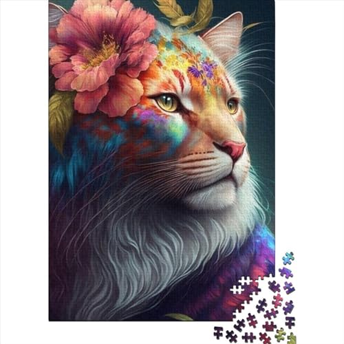 1000 Teile für Erwachsene, schwierige Puzzles, Kunst-Katzen, Holzpuzzles für Erwachsene, zum Stressabbau, zum Zeitvertreib zu Hause (Größe 75 x 50 cm)