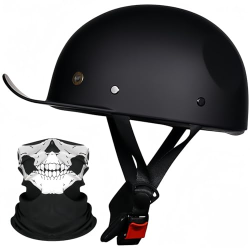 Halbschalenhelm Motorradhelm DOT/ECE-Zulassung Baseball Cap Retro Motorrad Halbhelm Männer Frauen Mofa Helm Cruiser Chopper Scooter Helm A,M51-52CM