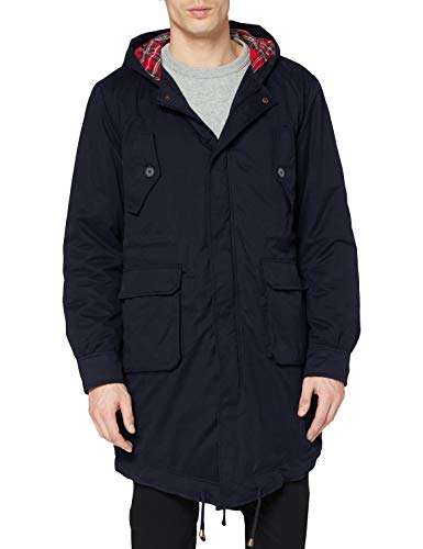 Merc of London Herren Tobias Parka Mantel, Blau (Navy), Large (Herstellergröße: L)