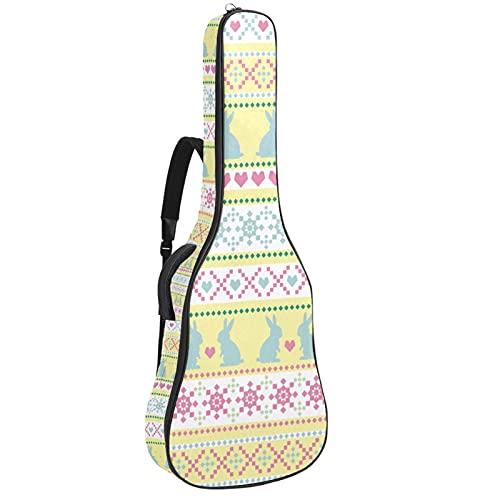 Akustikgitarrentasche mit mehreren Taschen Dicke Polsterung Wasserdichter Gitarrenkoffer Gig Bag 108,9 x 42,9 x 11,9 cm (Ostermuster)