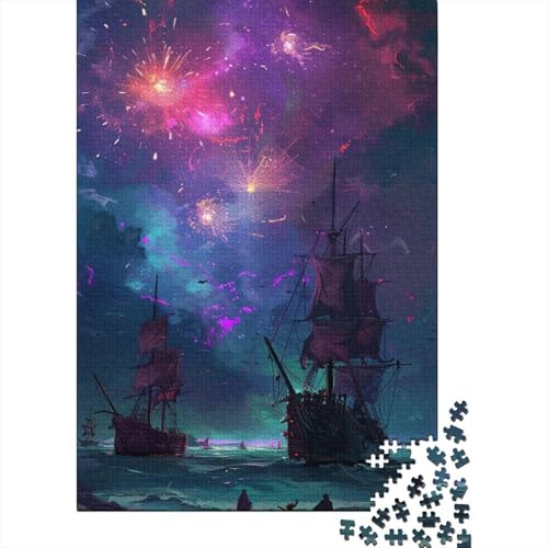 1000 Teile für Erwachsene, schwierige Puzzles, geheimnisvolles Piratenschiff für Erwachsene, Puzzles 1000 Teile, Holzpuzzles für Erwachsene, Teenager (Größe 75x50cm)