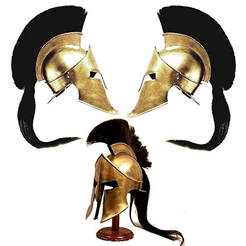 Nautical Replica Hub Griechischer Spartanischer Helm 300 Movie King Leonidas Römischer Helm Messing mit schwarzer Feder