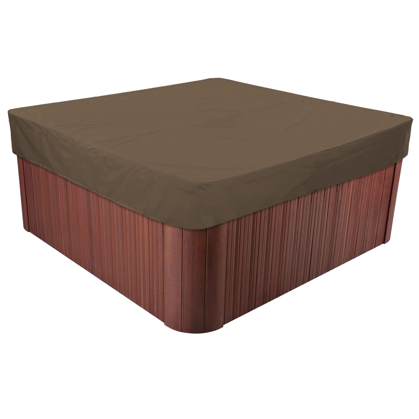 BaCover Outdoor Whirlpool Abdeckung, 210D Oxford-Gewebe Schutzabdeckung für Spa Wasserdicht UV-Schutz Pool-Abdeckung Quadratische,Kaffee,220x220x30cm