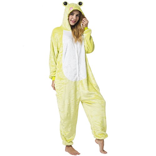 Katara 1744 -Frosch Kostüm-Anzug Onesie/Jumpsuit Einteiler Body für Erwachsene Damen Herren als Pyjama oder Schlafanzug Unisex - viele Verschiedene Tiere