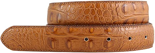 BELTINGER Gürtel mit Krokoprägung ohne Schnalle 3 cm | Leder-Gürtel für Damen Herren 30mm Kroko-Optik | Kroko-Muster | Tabac 120cm