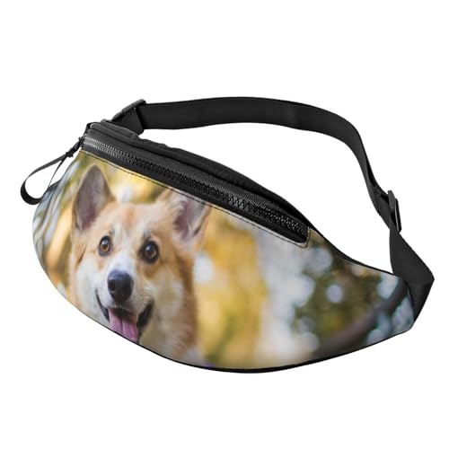 HSJFS Modische Hüfttasche mit niedlichem Schweinchen-Aufdruck, verstellbarer Gürtel, lässige Brusttasche, Hund Corgi, Einheitsgröße