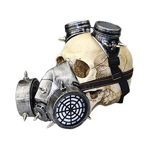 YOUCAI Halloween Gas Maske, Steampunk Gasmaskenbrille Maskerade Cosplay Kostüm Requisiten Karneval Maske,Silber,Einheitsgröße