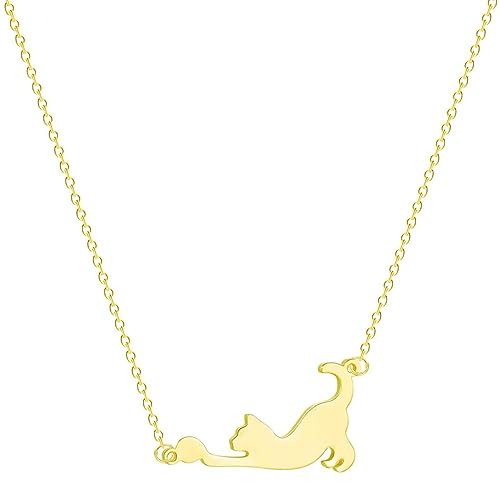 GZHENGZG Herren Haustier Halskette und Damen Schmuck Entzückende Katze Anhänger HalsketteWeibliche Tier Charm Kitty Liebhaber für Mädchen Geschenk