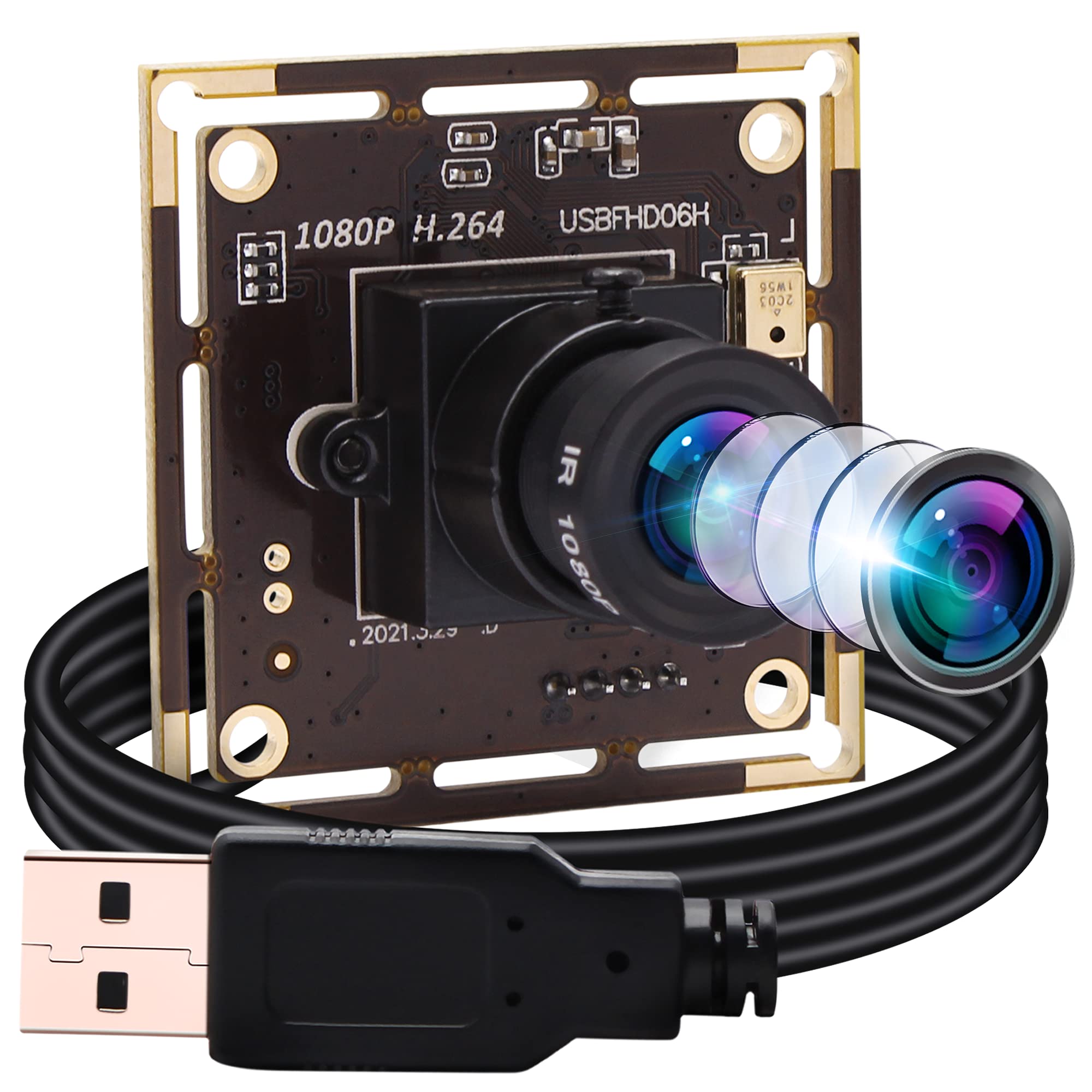 ELP Kamera 1080P Webcam H.264 Low Light USB Camera Mini Kamera Modul (3.6mm Objektiv USB Kamera Modul)