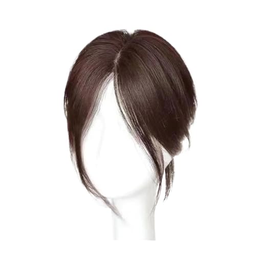 Pony-Clip, Perückenteile for Frauen, künstlicher Haarkopf, natürlicher und flauschiger achtförmiger Pony, leichte und dünne Haarteile,Air Bangs für Frauen(Dark Brown)