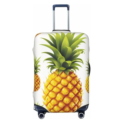 CSGJMYGS Reisegepäckabdeckung, elastisch, waschbar, modisch, kratzfest, gelbe Ananas-Koffer-Schutz, passend für 45,7 - 81,3 cm Gepäck, Schwarz , XL