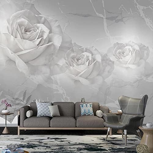 Weißer Marmor Rosa Blumen 3D Tapeten Wanddekoration Fototapete Sofas Wohnzimmer Wandbild Schlafzimmer-350cm×256cm