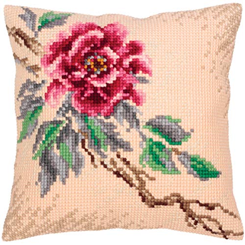 Collection D'Art CD5318 Kreuzstichkissen-Kit, Tender Peony, 40 x 40cm