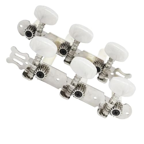 Strings Tuning Pegs Mechaniken Für Gitarre 2er-Pack schöne Kopfplattenknöpfe für klassische Gitarren, Stimmwirbel für Gitarrensaiten (Color : Silver)