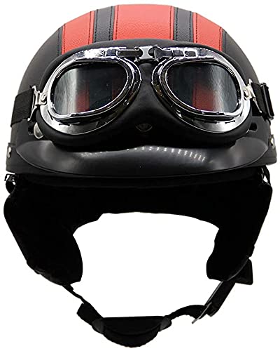 WRMIGN Retro Motorrad Halbhelme,Motorradhelm mit Fliegerbrille,Herren Und Damen Mode Jethelme ECE Zugelassener Für Cruiser Chopper Scooter Mofa Helm