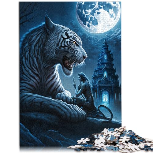 Spielgeschenk Puzzle Weißer Tiger 1000 Teile Puzzle für Erwachsene Holzpuzzle Jedes Teil ist einzigartig - Herausforderndes, unterhaltsames Familienspiel 1000 Teile (50 x 75 cm)