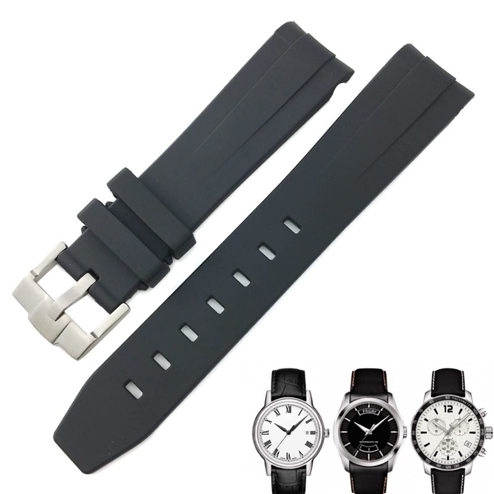 NEYENS Gummi-Uhrenarmband für Tissot 1853 Lelocle PRC200 Rolex Submariner Hamilton Omega wasserdichtes Uhrenarmband, 19 mm / 20 mm, 19 mm, Achat