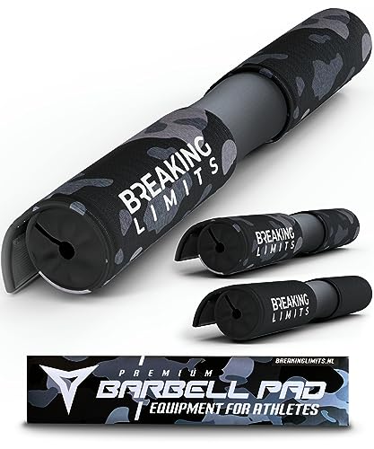 Breaking Limits Langhantel Polster – Hip Thrust Polster für die Hantelstange, Barbell Squat Pad mit Klettverschluss, Fitness Nackenpolster für Kniebeugen (Camo)