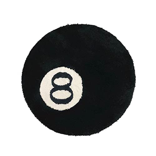 Simulation Billard 8 Bälle Teppich, Acht-Ball-Teppich, Schwarz Rund Tufting Teppich Anti-Rutsch Badematte, Aesthetic Preppy Room Decor,Fußmatte für for Wohnzimmer Esszimmer, Schlafzimmer ( Size : 100x