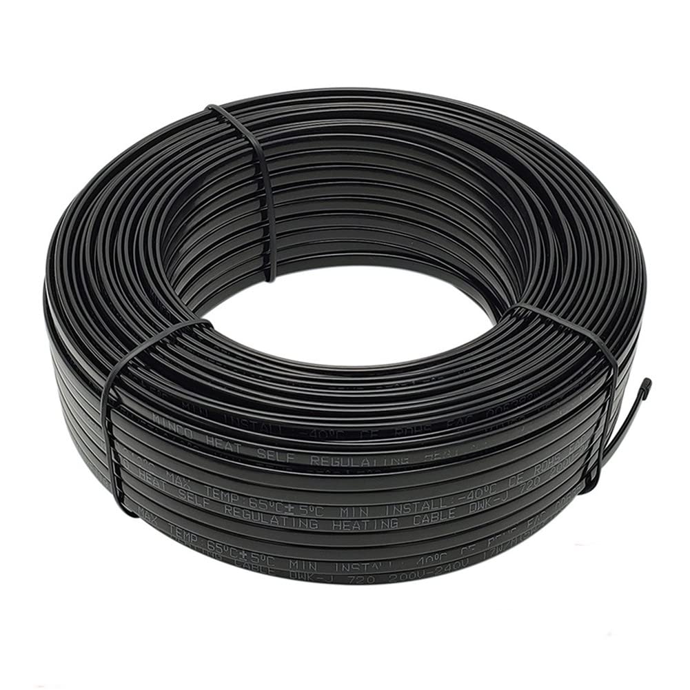 MincoHome 50m Heating Cable Snow Melting 220V Self Regulating Heating Tape,Prevent Pipe Freeze Heat Trace System (20m)