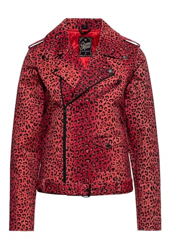 Queen Kerosin Damen Biker Jacke | Biker Style | Slim Fit | Leo | Leoparden Optik | Rebel | Woman | Rockabella | 50S | Rockabilly | Vintage | Rock 'N' Roll | Retro Style Motor Queen Service