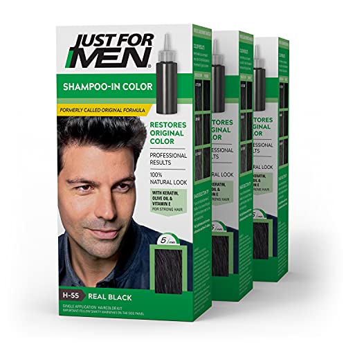 Haarfarbe - Just For Men, echtes Schwarz, H55, 3er Pack