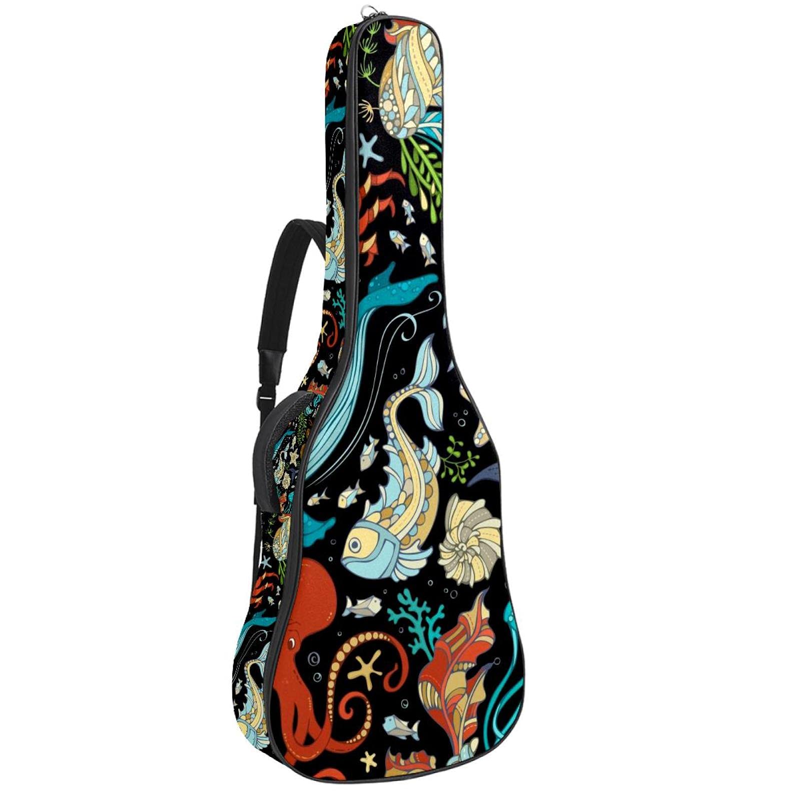 Gitarrentasche Schutz- und Transporttasche für akustische und klassische Gitarren wasserfest und gepolstert Cartoon Ozean 108.9x42.9x11.9 cm