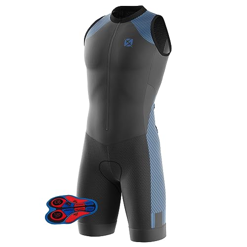 Triathlon Anzug Herren Herren Radsportanzug gepolstert einteilig Trisuit Bike Top Short Trisuit Einteiler für WettkampfGeeignet zum Laufen, Radfahren, Schwimmen (TYP-5,4XL)