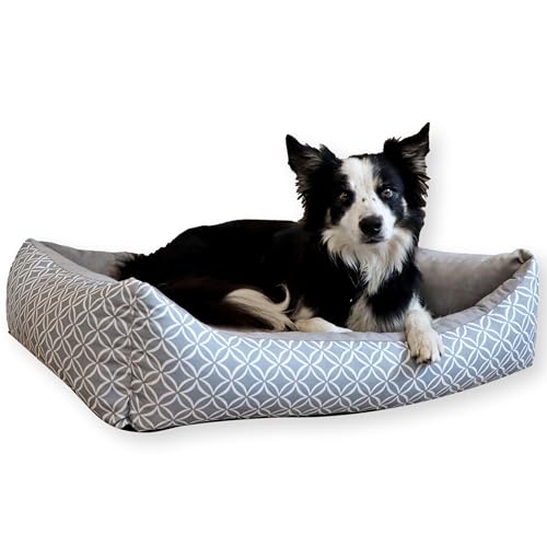 4L Textil Hundebett OTTO Boho Design Hundekissen Etno Hundekorb für mittelgroße und grosse Hunde Hundekörbchen Haustierbett Schlafplatz Hundekissen Katzenbett Katzenkorb Comfy Calming Pet Bed Waschbar Robust (120x100 cm, Boho 02)