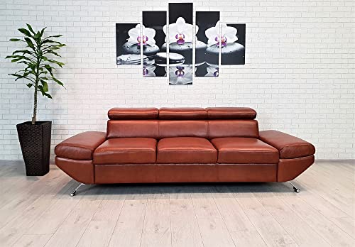 Echtleder 3 Sitzer Sofa Varsovia Breite 235cm mit einstellbaren Kopfstützen Ledersofa Echt Leder Couch viele Farben