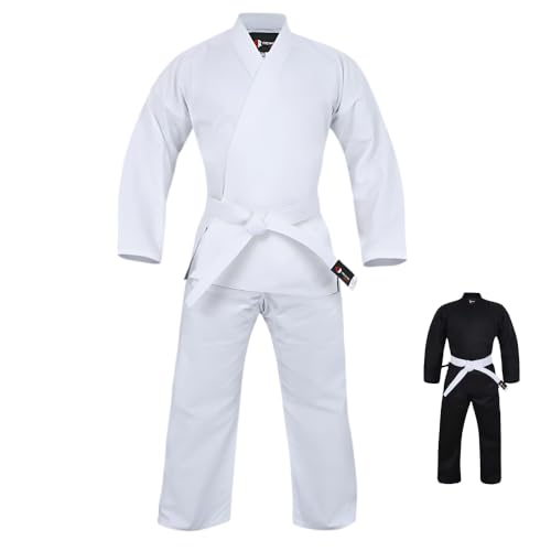 Rewon Gear Karate-Uniform für Kinder und Erwachsene Leichte Karate-Gi-Kampfsport-Uniform für Schüler ohne Gürtel (Weiße, 3(Height: 160~169cm)(5.24~5.54ft))