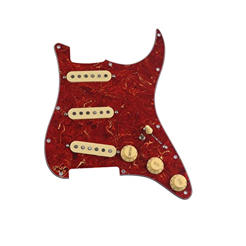 7-Wege voll beladenes vorverdrahtetes Schlagbrett für Strat-Gitarre SSS Alnico 5 Single Coil Tonabnehmer Geladenes Schlagbrett (Color : Crimson)