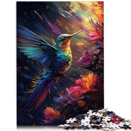 Puzzles Bunte Psychedelie galaktischer Kolibris, 1000 Teile, Holzpuzzle als Geschenk für die ganze Familie, 1000 Teile (50 x 75 cm)