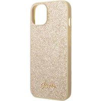 GUESS Hard Cover Glitter Flakes Metal Logo Gold, for iPhone 14 Pro Max, GUHCP14XHGGSHD (GUHCP14XHGGSHD)