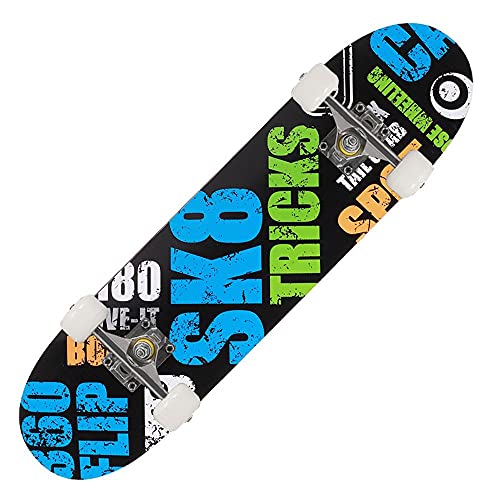 Skateboards 31 x 8 Zoll komplettes Skateboard für Kinder, Teenager, Anfänger und Erwachsene, Double-Kick-Deck, Concave Cruiser Trick Skateboard
