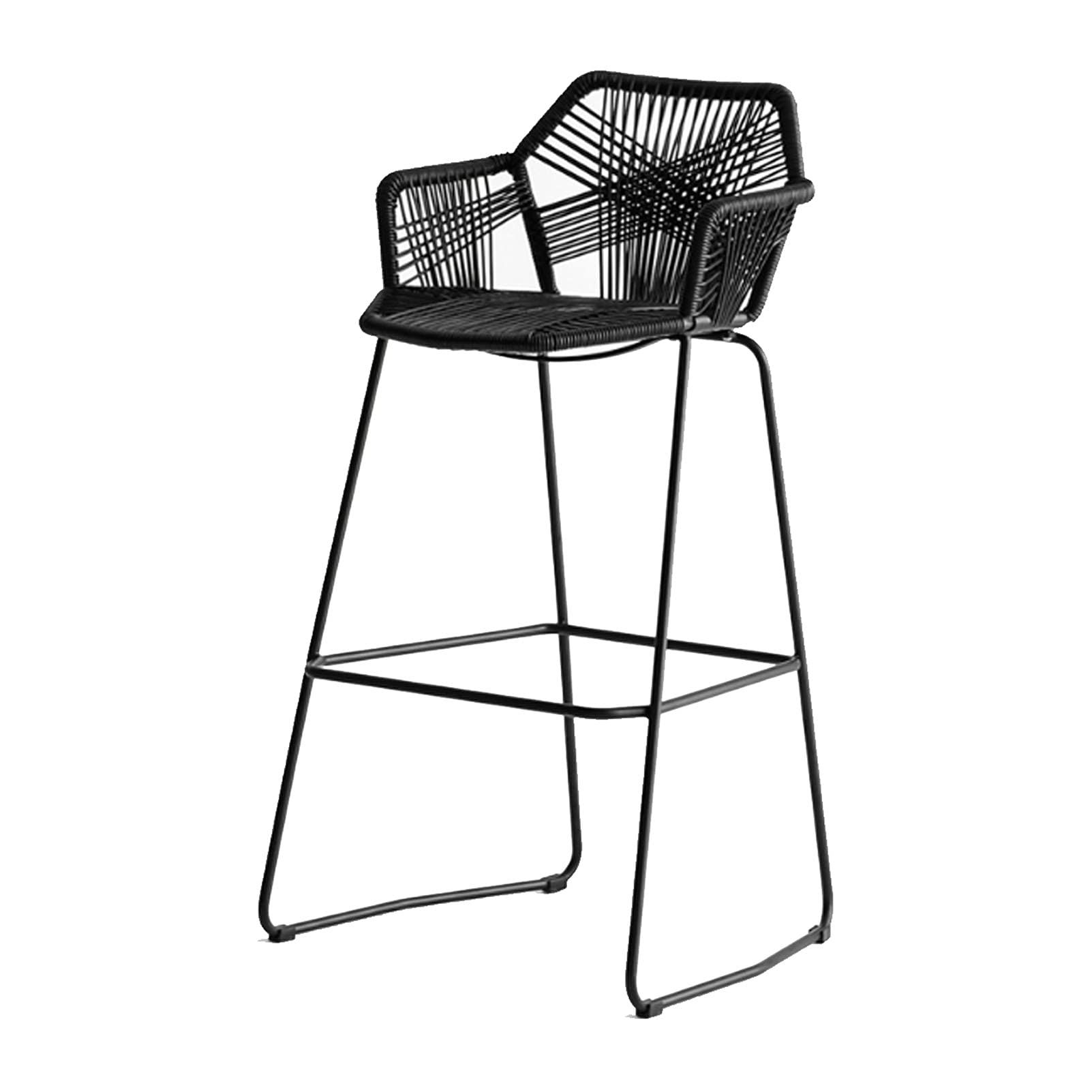 Frühstückshocker, luxuriöser moderner Barhocker, Stuhlhöhe, Kunststoff-Rattan, Thekenhöhe, Stühle, Hocker, klassischer moderner Barhocker für Küchentheke, Inselbar, Thekenhocker (schwarz, 1 Stück) Run