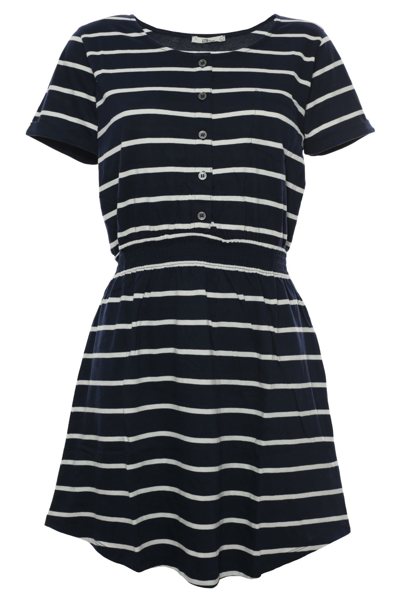 LTB Jeans Damen RIWOLA Dress Kleid, Mehrfarbig (Navy RAW Stripes 7656.0), 40 (Herstellergröße: L)