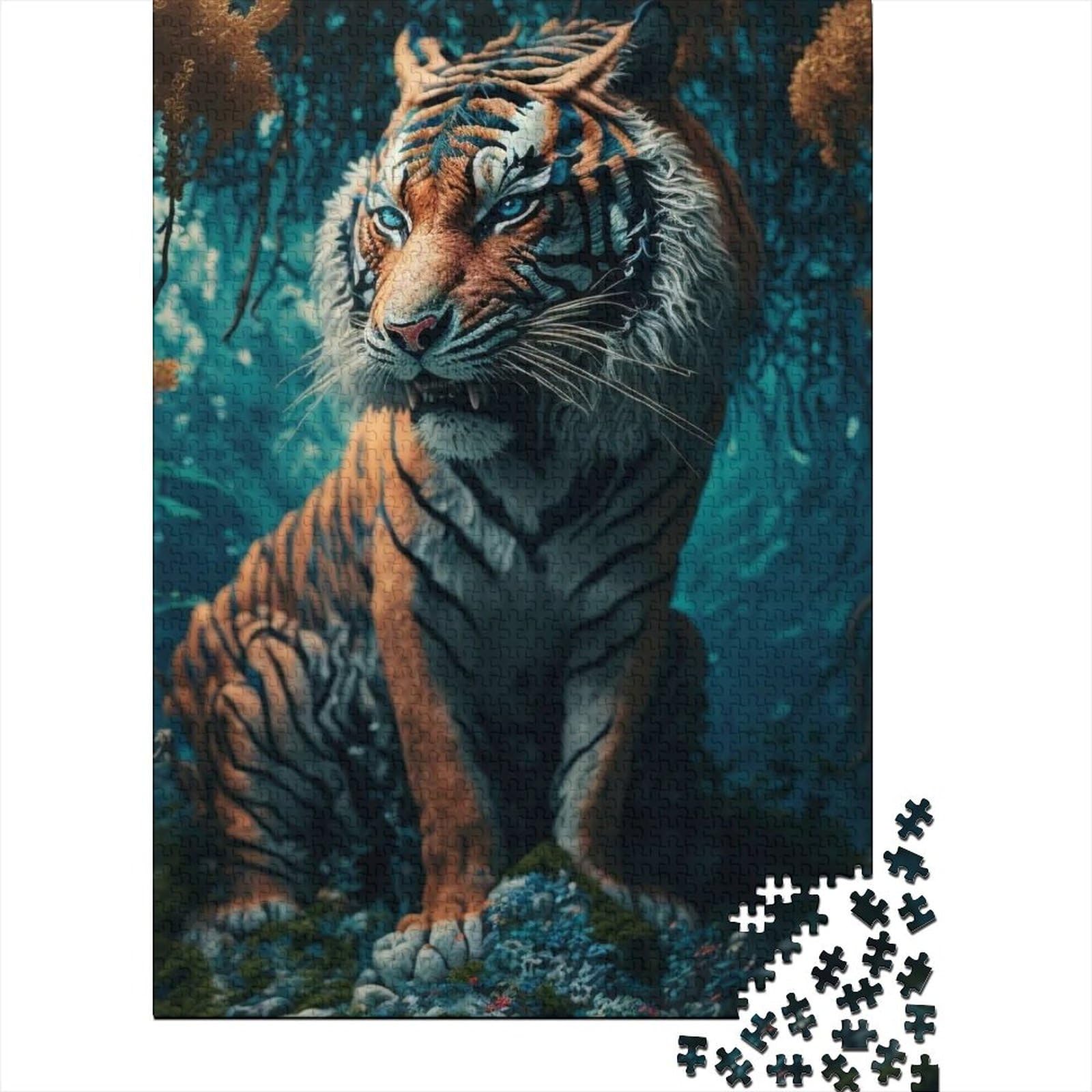 Tiger für Erwachsene, 500-teiliges Puzzle, 500-teiliges Puzzle für Erwachsene und Teenager, Holzpuzzle für Erwachsene und Teenager (52 x 37 cm)