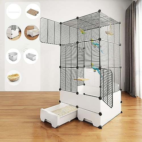 DLAZUM Vogelkäfig, großer Metall-Papageienkäfig mit abnehmbarem Rollständer, Wellensittichkäfig mit Katzentoilette, für Papageien, Nymphensittiche, Sittiche, Tauben, Flugkäfig für Vögel (Größe: 75