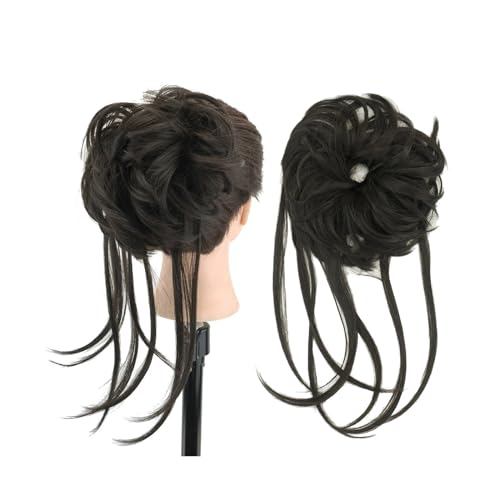 Haarknoten, Unordentlicher Haarknoten Hochsteckfrisur Lange Haargummis Wickeln Pferdeschwanzverlängerung Gewellte Haarteile Chignon Stirnband,für Hochsteckfrisur-Perücke(Color:Chocolate Brown)