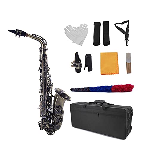 Eb Altsaxophon Sax Vintage Green 802 Schlüsseltyp Instrument mit Tragetasche Rohrblatt Reinigungsbürste Tuch (Farbe: AS-140AB)