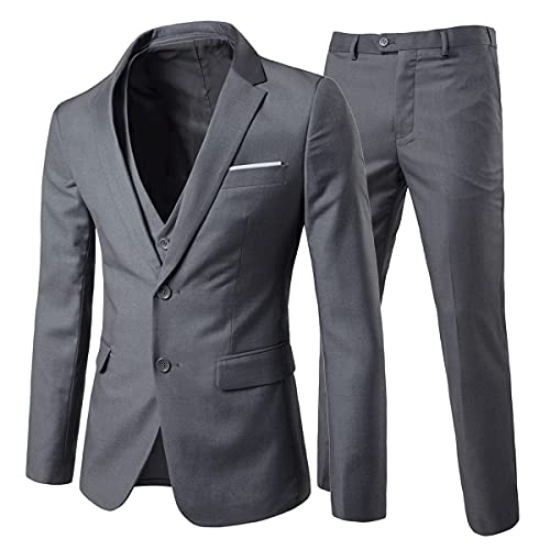 Allthemen Herren 3-Teilig Slim Fit Anzug Zwei Knöpfe Business Sakko