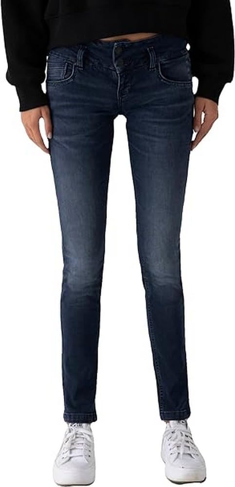 LTB Jeans Damen Jeans Zena - Jeans Damen Slim aus Baumwollmischung Slim Denim Dunkel mit Reißverschluss Niedrige Taille - Blau